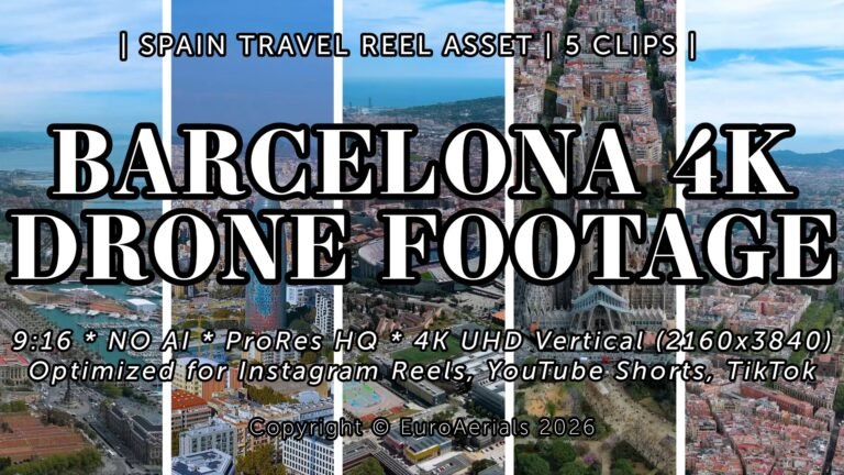 Barcelona 4K vertical drone footage featuring Sagrada Familia and Camp Nou