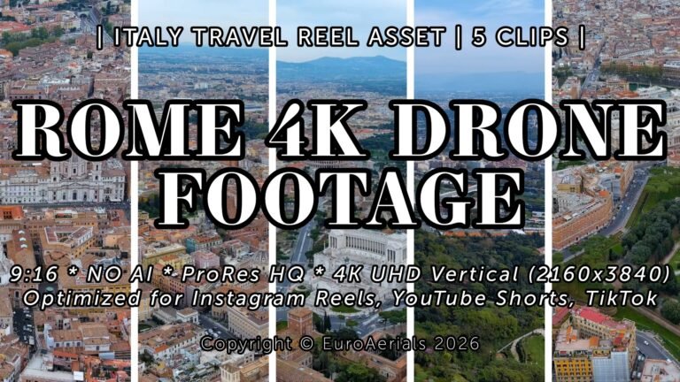 Rome 4K vertical drone footage featuring the Colosseum and historic city center