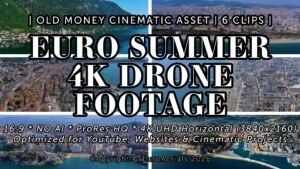 Euro Summer 4K horizontal drone footage featuring Cannes, Nice, Barcelona and Hallstatt