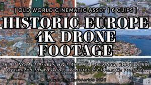 Historic Europe 4K horizontal drone footage featuring Venice canals, Istanbul Hagia Sophia, and Bruges