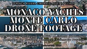 Monaco yacht 4K horizontal drone footage featuring Port Hercules, Monte Carlo casino, Monaco stadium and Monaco palace
